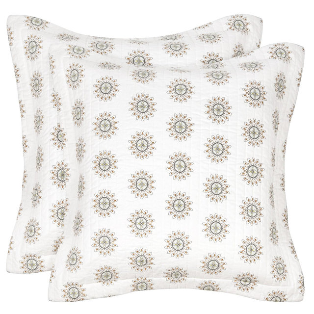 Cosima Medallion Quilted Euro Sham - 2pk - Villa Lugano by Levtex Home