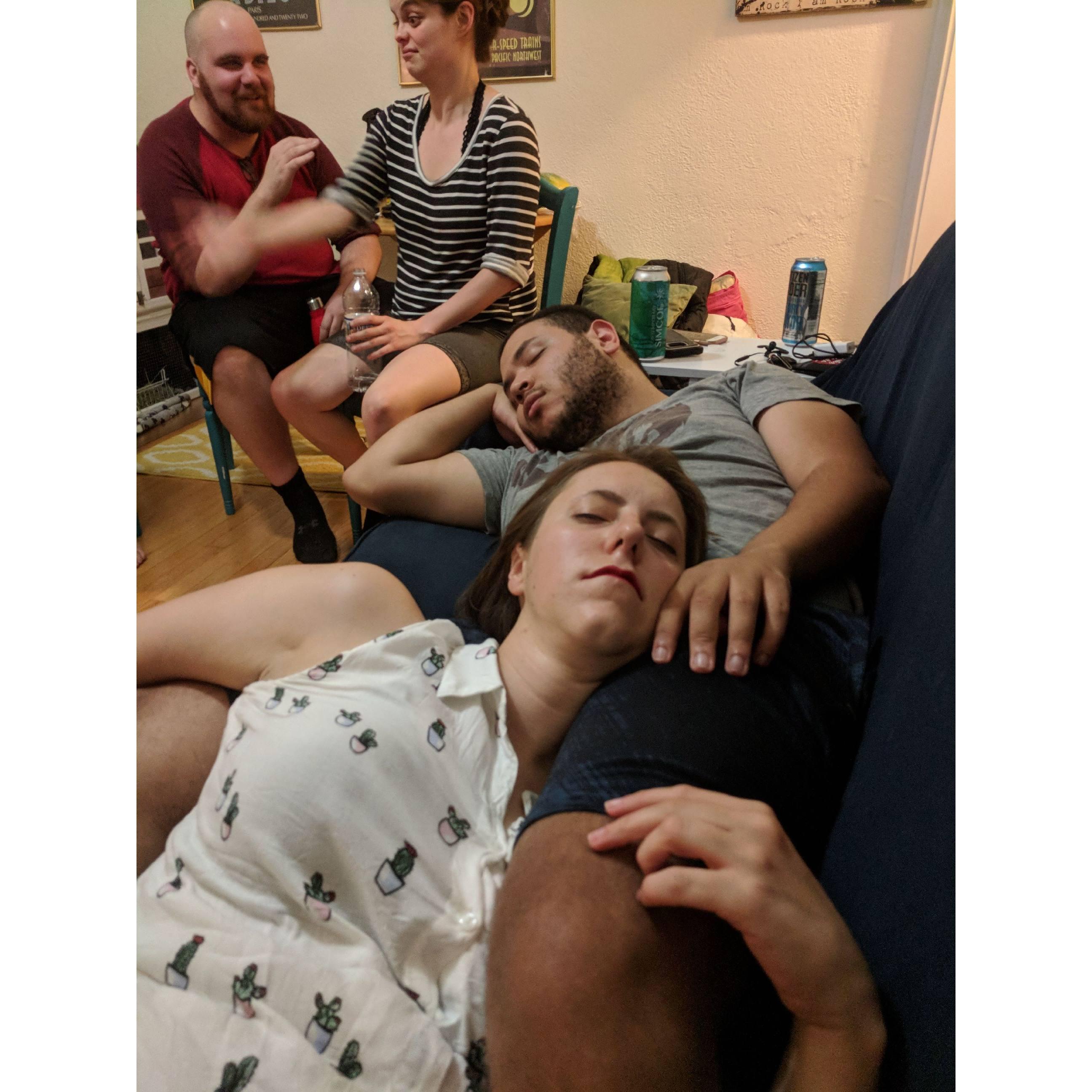 Asleep at a party, 2018