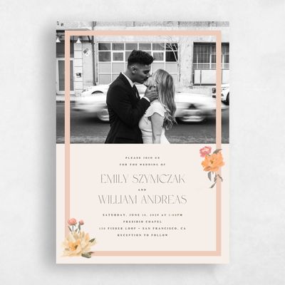 Peach, Orange Wedding Invitation - Ashling Photo