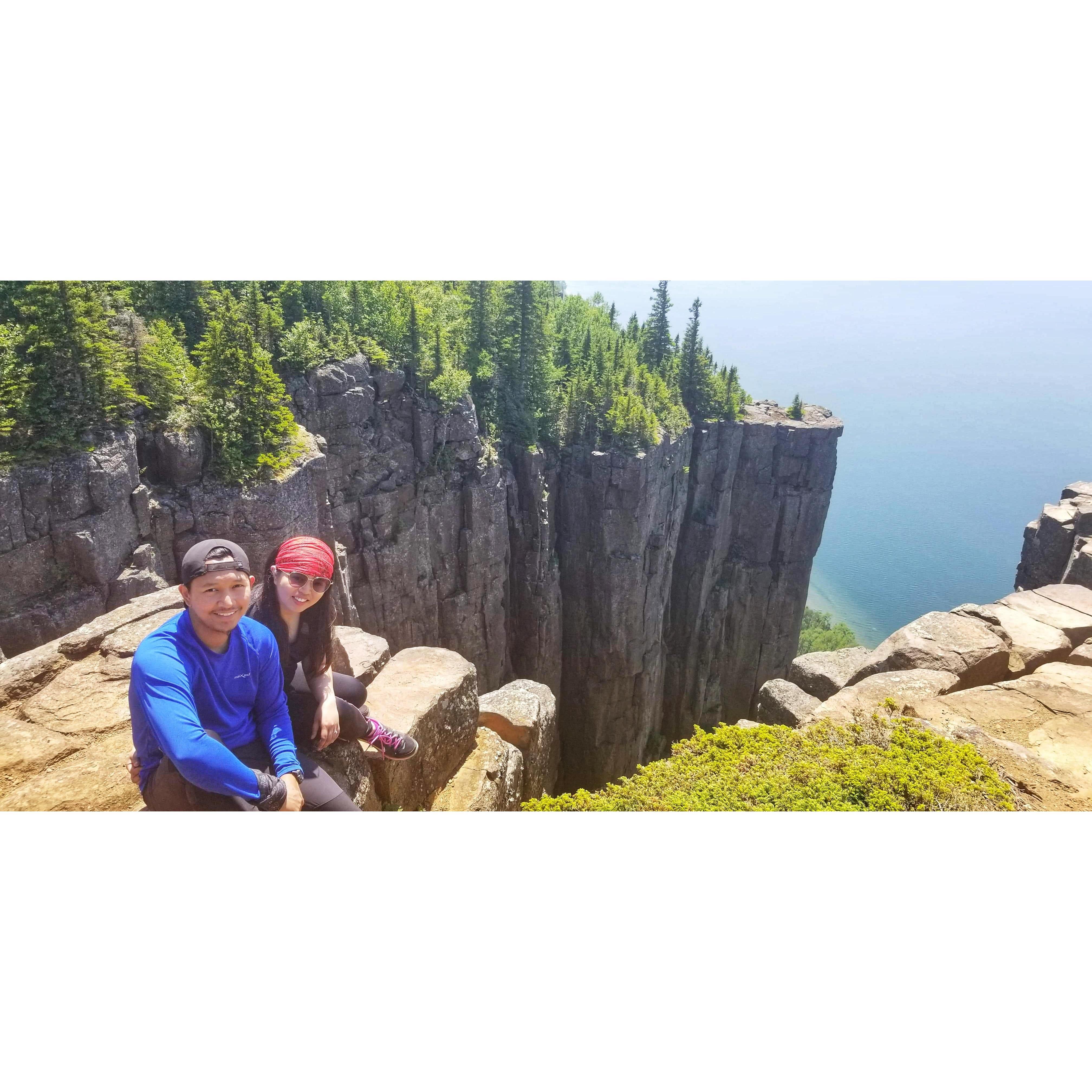 Their first hike. Taken at sleeping giant park in Thunderbay Ontario.