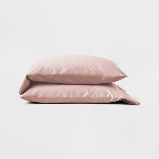 King 300 Thread Count Temperature Regulating Solid Pillowcase Set Blush - Casaluna™
