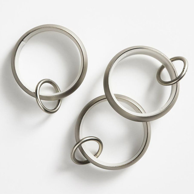 Quiet-Glide Double Round Curtain Rings, Pewter, 60" - 108", Set of 10, 1.25" Diam.
