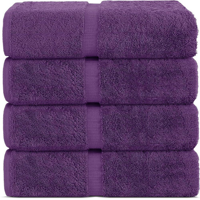 Chakir Turkish Linens 100% Cotton Premium Turkish Towels for Bathroom | 30'' x 60'' Large Bath Towels (4 Piece, Eggplant)