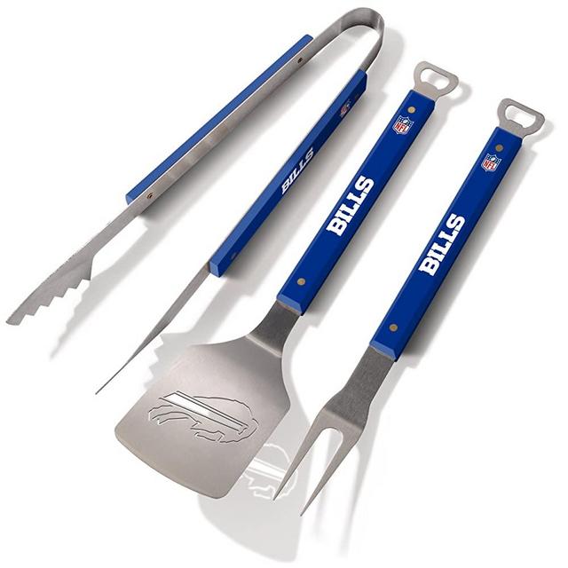 YouTheFan NFL 3-Piece Spirit Series BBQ Grill Set: 18" Stainless Steel Sportula (Spatula), Fork & Tongs with 2 Bottle Openers