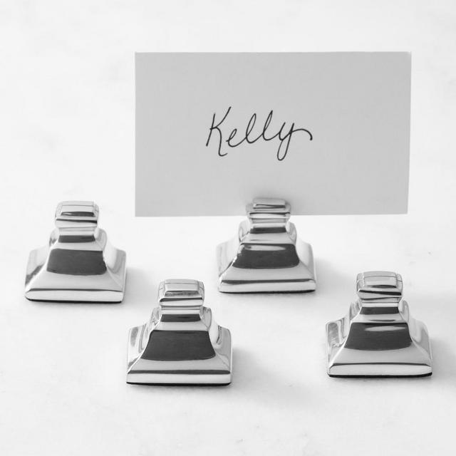 Heirloom Name Card Holders, Set of 4, Silver