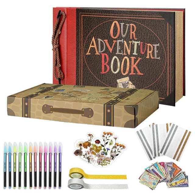 Vienrose Scrapbook Photo Album, Our Adventure Book Cardboard Ccover DIY Scrap Book Album with Scrapbook Supplies Exquisite Box for Couples Weddings, Travelling, Birthday, Christmas Day