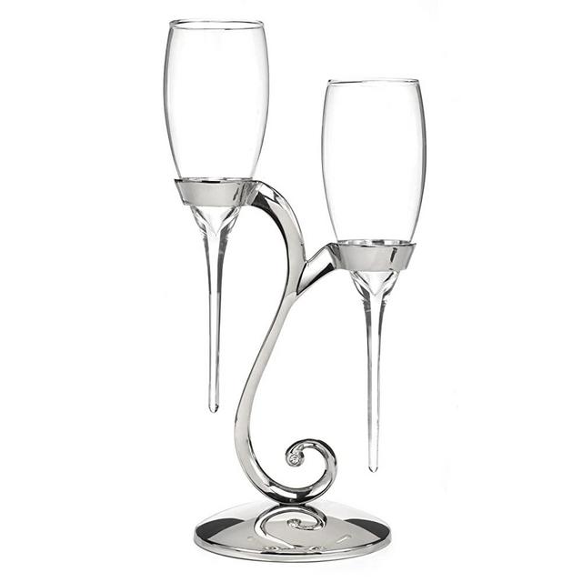 Hortense B. Hewitt Raindrop Swirl Stand Champagne Toasting Flutes, Silver