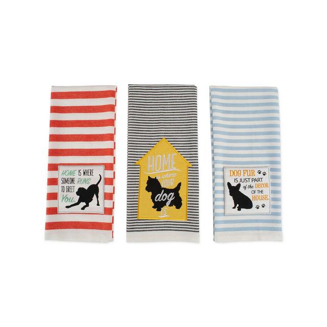 Design Imports Asst Dog House Embellished Dishtowel Set of 3