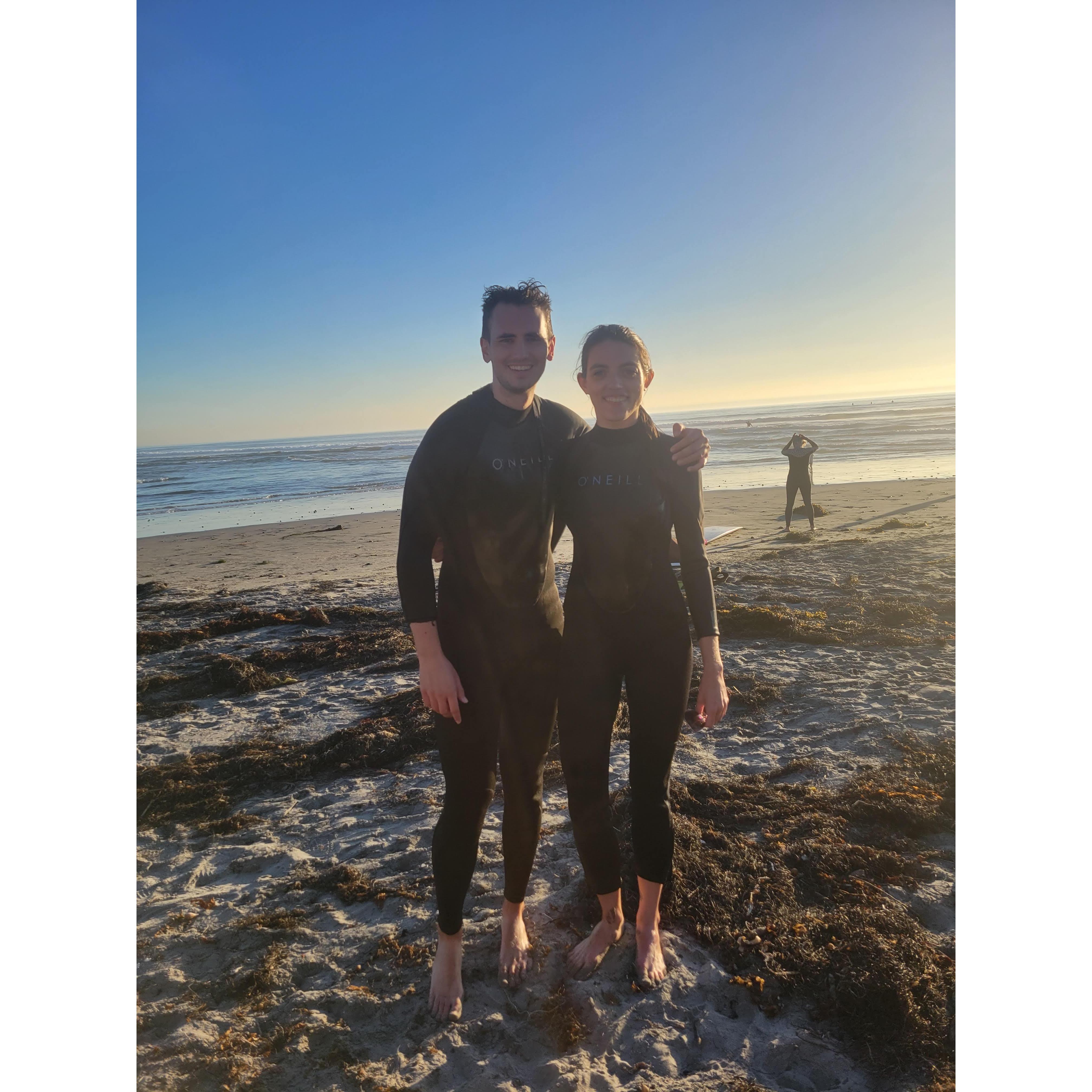 Our first time surfing (San Diego, 2021)