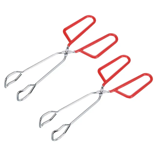 Unique Bargains Electroplating Comfort Grip Cooking Scissor Tongs 10.2" x 3.5" Red 2Pcs