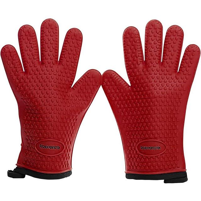 KITCHEN PERFECTION Silicone Smoker Oven Gloves -Extreme Heat Resistant BBQ Gloves -Handle Hot Food Right on Your Smoker Grill Fryer Pit|Waterproof Oven Mitts Grill Gloves |Superior Value Set+3 Bonuses
