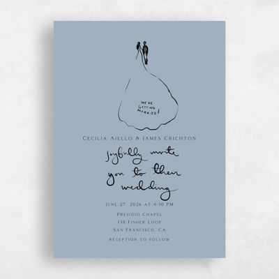 Powder Blue Wedding Invitation - Dunluce Portrait