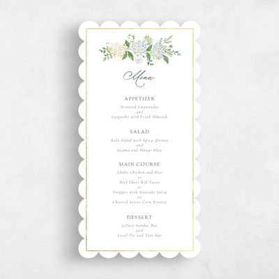 White Scalloped Wedding Menu - Speranza Foil