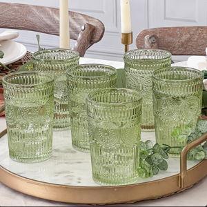 Marqueeta 13oz. Drinking Glass Set (Set of 6) - Green