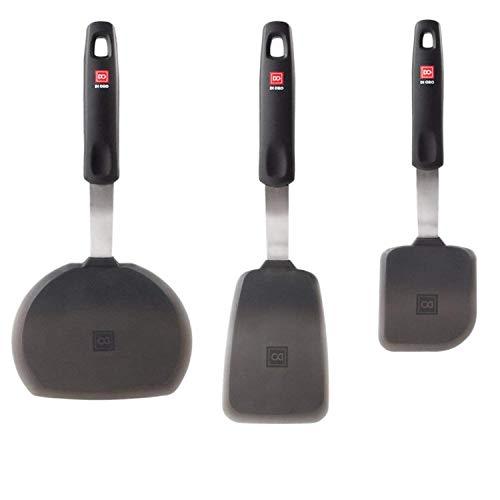 Di Oro Designer Series Everyday 3-Piece Flexible Silicone Turner Spatula Set - 600°F Heat-Resistant Rubber Kitchen Spatulas - Versatile Silicone Spatulas - BPA Free, FDA Approved, and LFGB Certified
