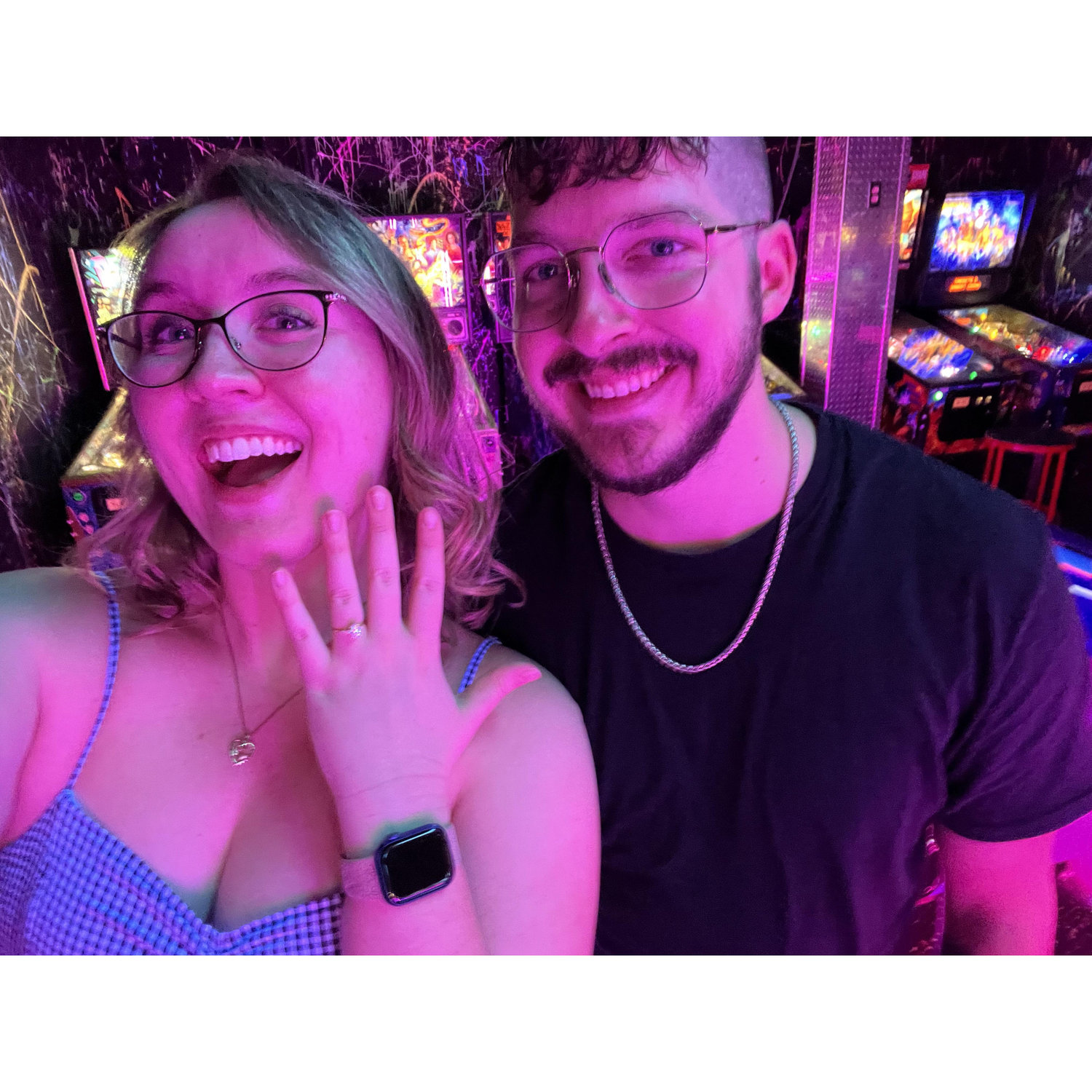 We got engaged at Pinball Pete's in Ann Arbor on November 18, 2024!