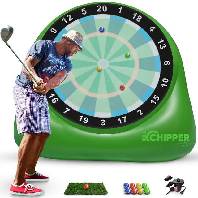 SWOOC Games – Bull Chipper | Giant Golf Darts (Over 6ft Tall) with 10+ Golf Games | Golf Chipping Game with Air Pump Included | Yard Games | Giant Outdoor Games for Adults and Family | Outside Games