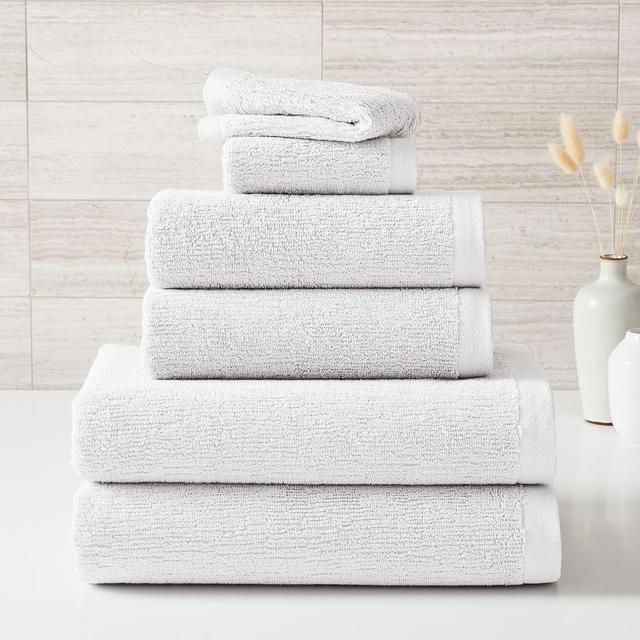 Organic Textured Towel, Set of 6, White