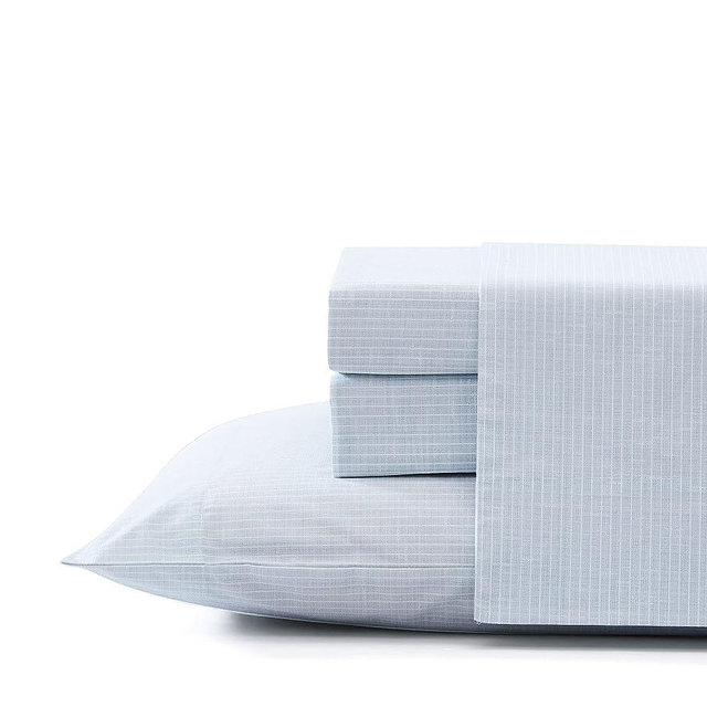 Tommy Bahama - Queen Sheets, Cotton Percale Bedding Set, Crisp & Cool, Stylish Home Decor (Ala Moana Stripe Blue, Queen)