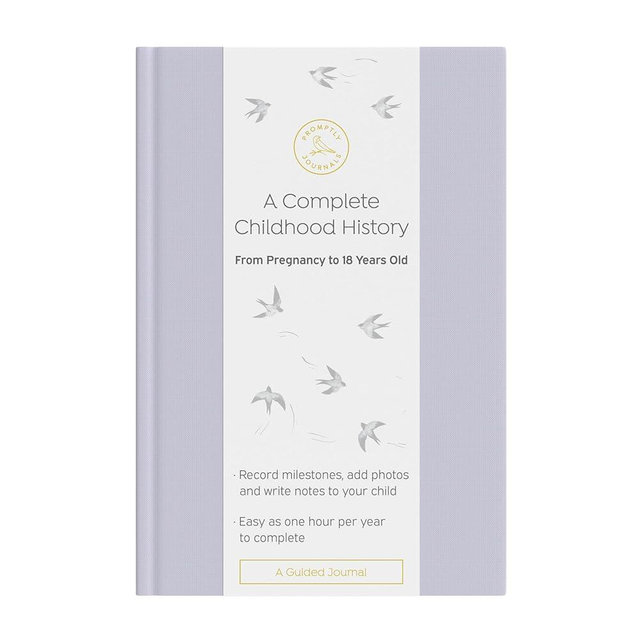 Promptly Journals, A Complete Childhood History: From Pregnancy to 18 Years Old (Lavender Purple, Linen) | Baby Book and Pregnancy Journal | Baby Memory Book