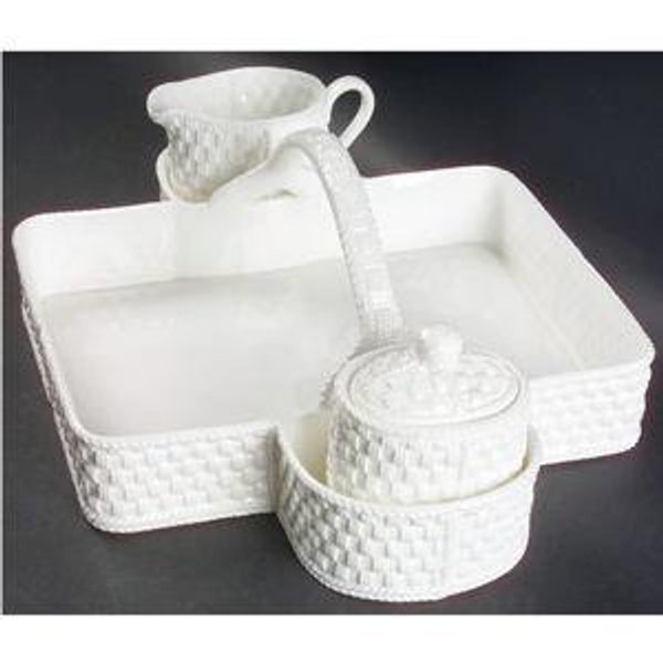 Tiffany Weave Strawberry Basket & Creamer w/Cov. Sugar by Tiffany