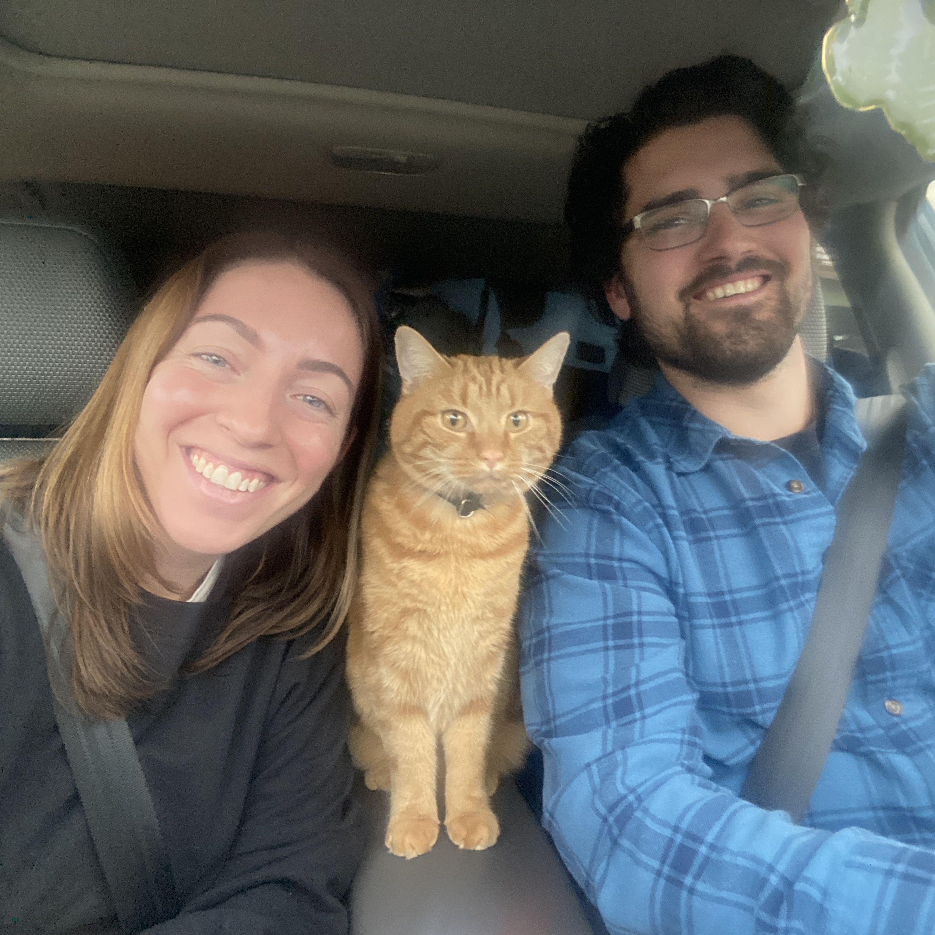 On the road to Denver, CO with everything we own in Kelsey's Subaru