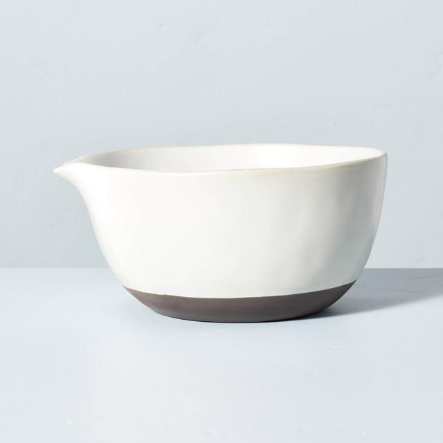 169oz Stoneware Mixing Bowl with Spout Matte Cream - Hearth & Hand™ with Magnolia