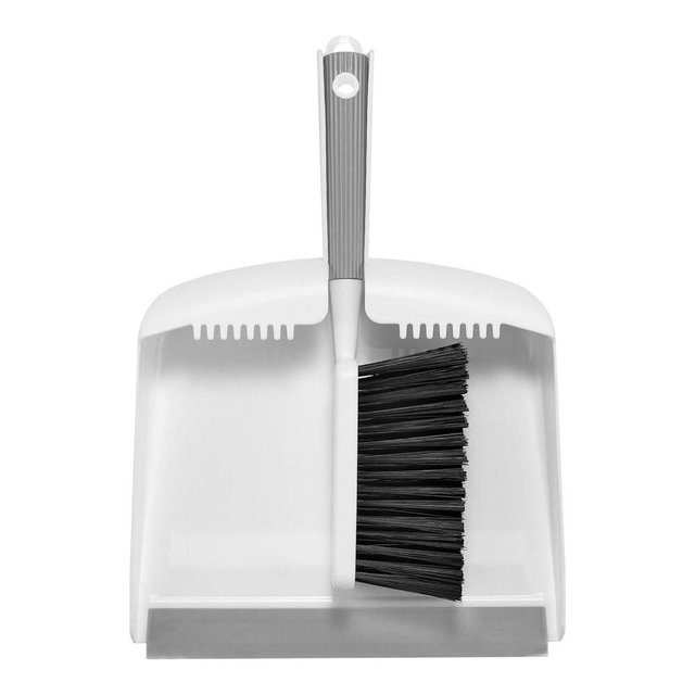 SetSail Mini Broom and Dustpan Set, Portable Cleaning Brush and Dustpan Combo Nesting Snap-On Handheld Dust Pan and Brush Set, Small Brush Dustpan for Kitchen, Desktop, Pet, Floor, Sofa, Grey White