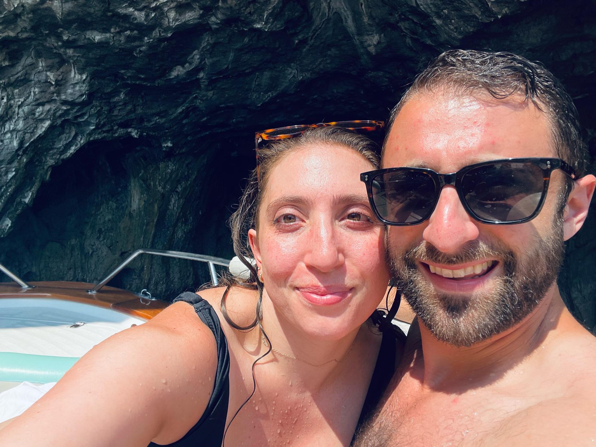 Boat tour of Capri after we went swimming in the Mediterranean