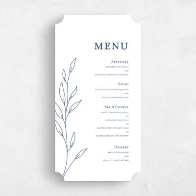 Blue Ticket Wedding Menu - Delana