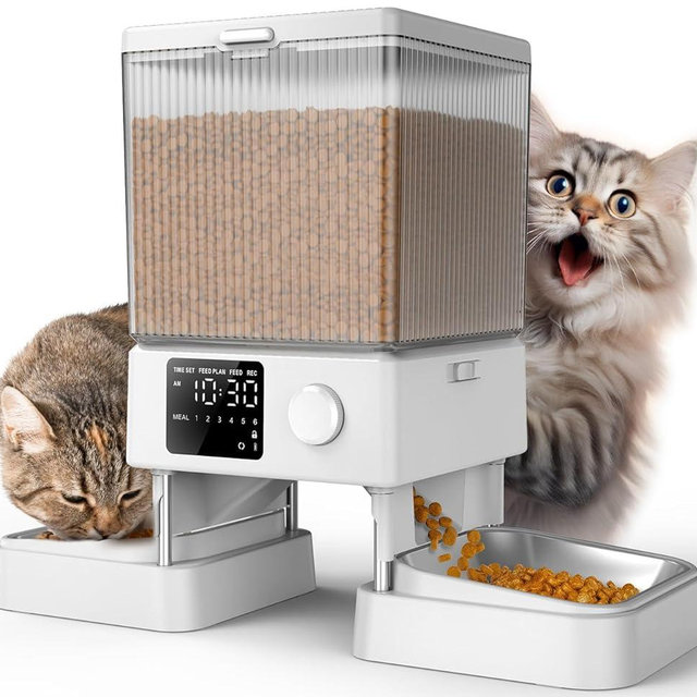 oneisall Automatic Cat Feeder for 2 Cats, 20 Cups/5L Automatic Cat Food Dispenser for Small Pets Indoor, Timed Cat Feeder for Dry Food(White)