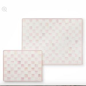Mackenzie Childs Rosy Check Glass Cutting Board, Set of 2