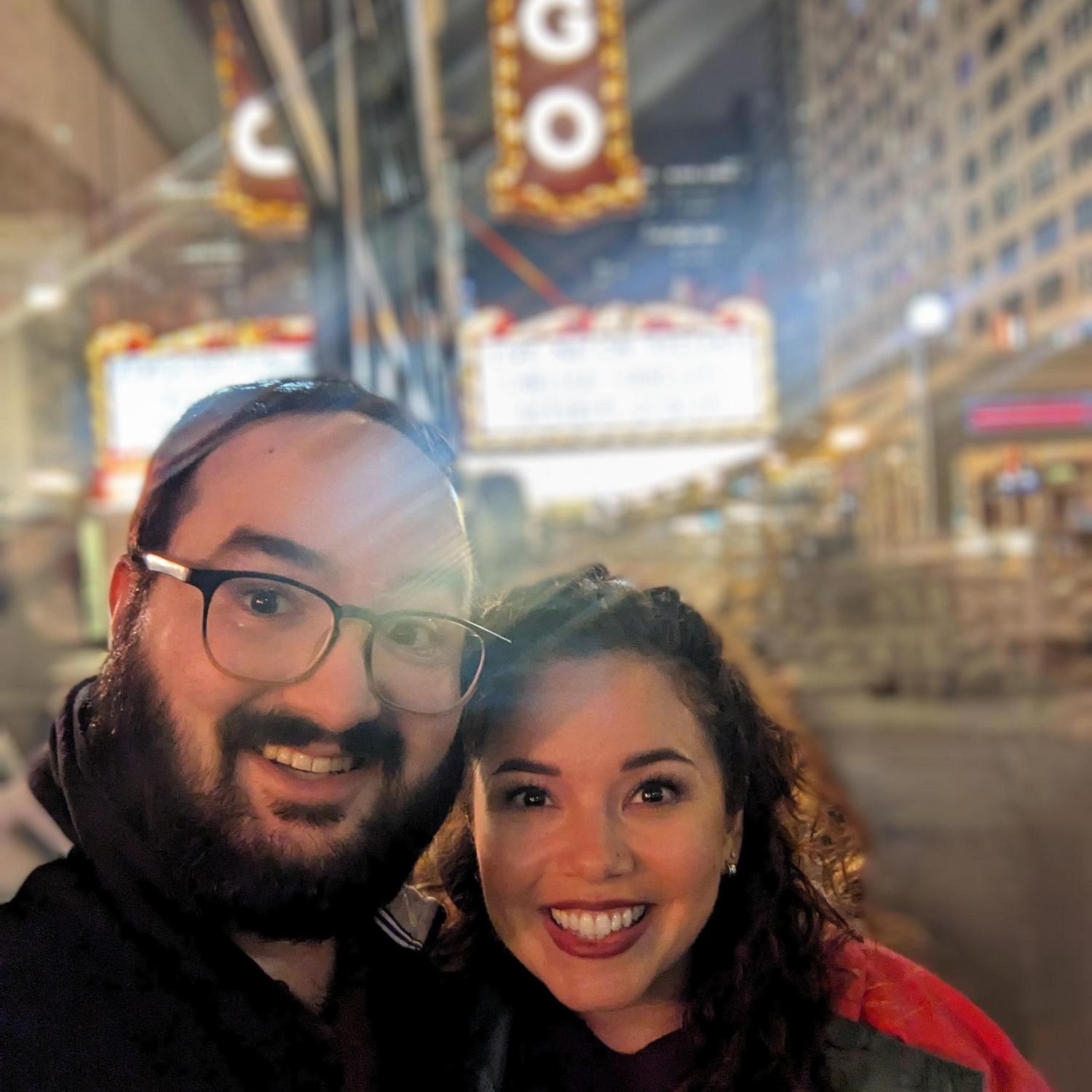 Outside the Chicago Theatre after a comedy show