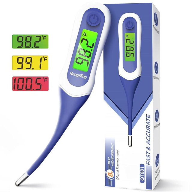 8s Fast Reading Oral Thermometer for Kids and Adults, Baby Digital Thermometer with 3 Color Backlit and Fever Alarm Medical FDA Basal Thermometer for Oral, Rectal, Underarm FSA HSA Eligible (Blue)