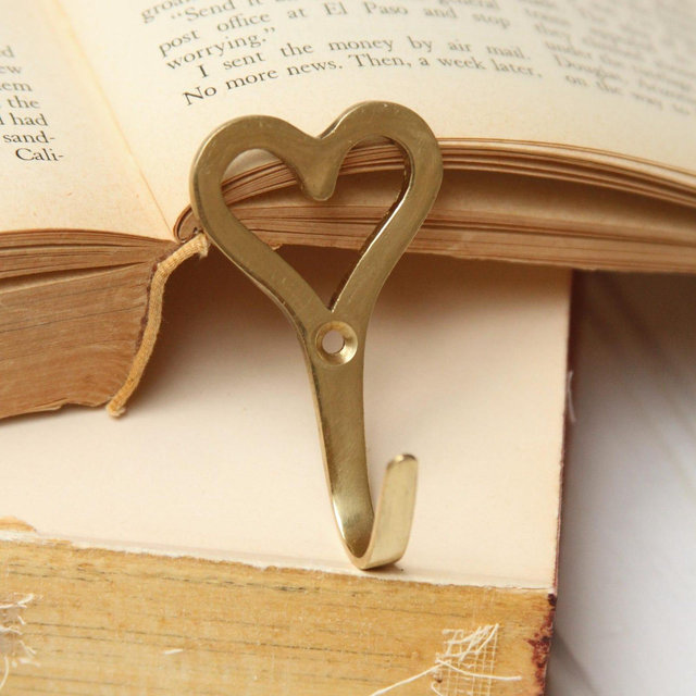 Heart Wall Hooks, Gold Metal Color, Includes Matching Hardware, Heart Decoration, Jewelry Hook, Key Wall Hook, Organization, Storage.