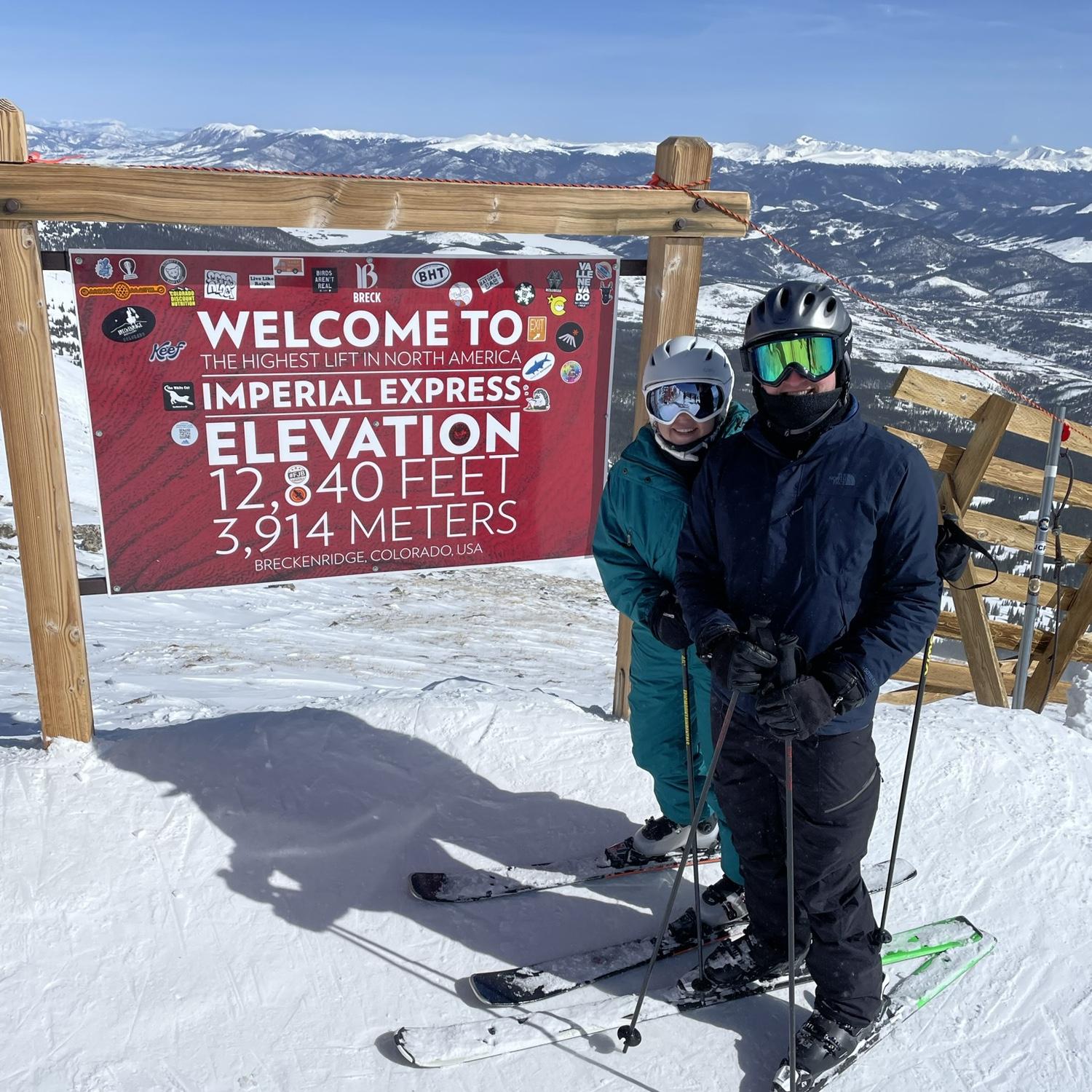 Skiing the Imperial Express, the highest lift in North America. Breckenridge, CO. March 2022