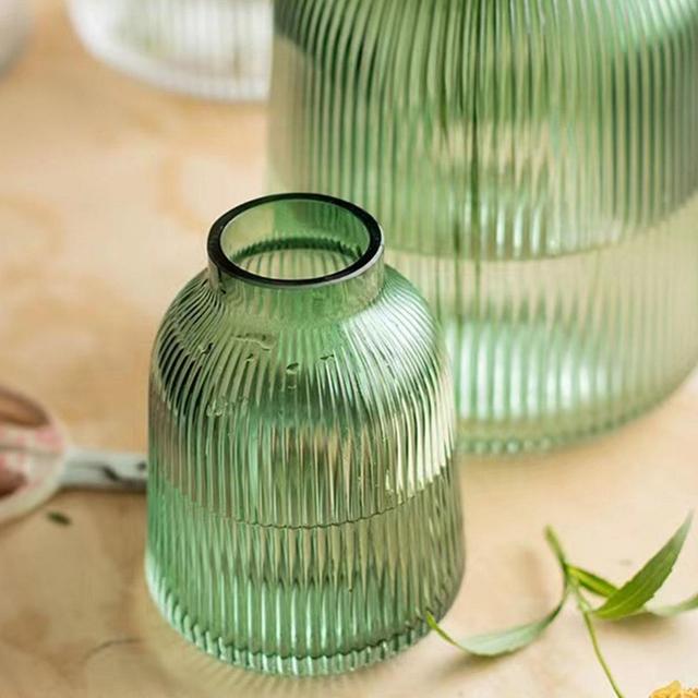 Ins Ribbed Vase for Flowers Glass Vase...