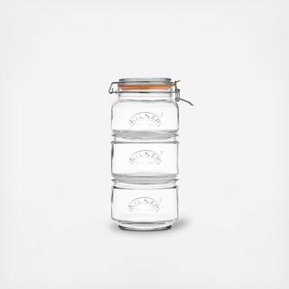 Stackable 3-Piece Storage Jar Set