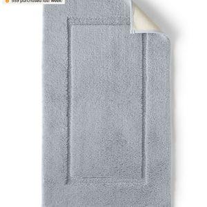 Cotton Non-skid Small Bath Rug 16x23 Shale Gray