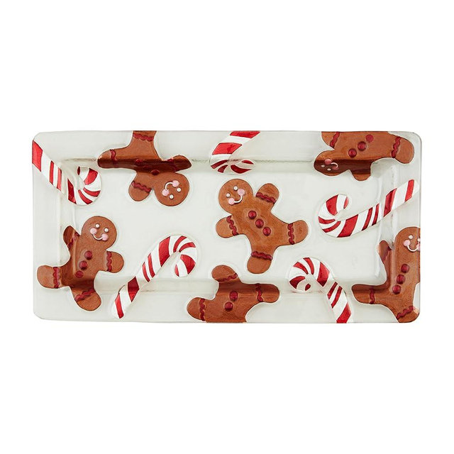 Mud Pie Glass Gingerbread Tray; 7 1/4" x 15"