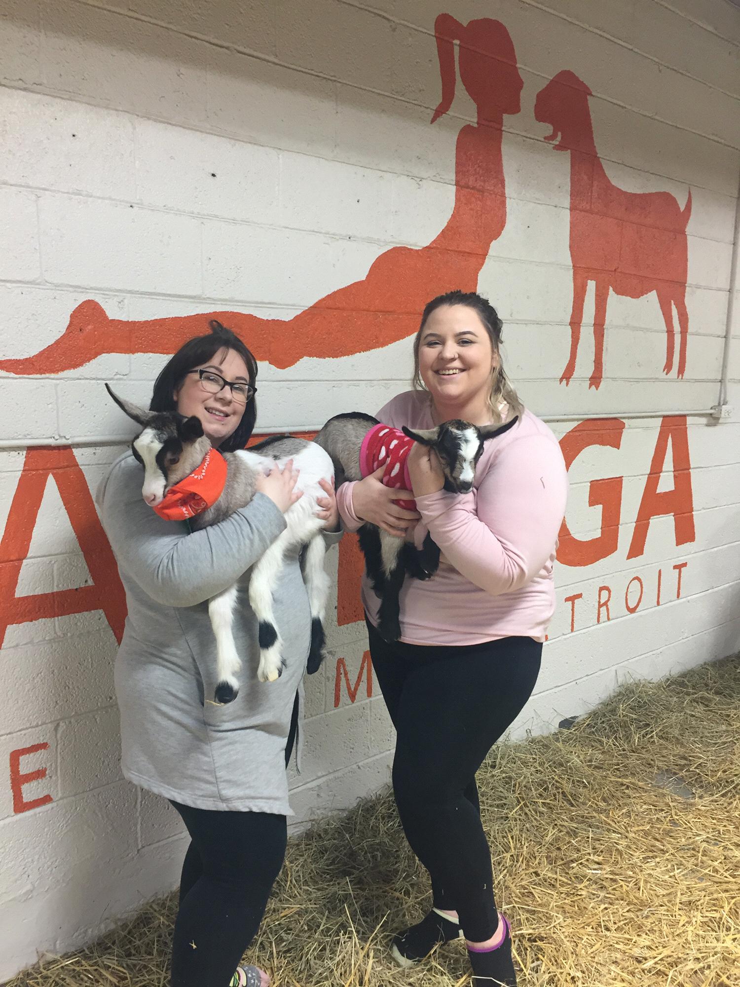 Goat yoga at Pingree Farms - trying something new together