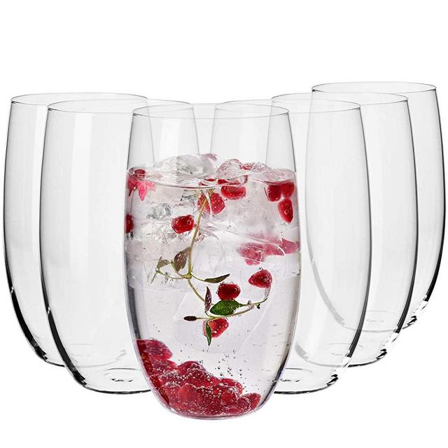 KROSNO Water Juice Drinking Glasses | Set of 6 Pieces | 17.2 oz | Blended Collection | Ideal for Home, Restaurant, Events & Parties | Dishwasher Safe