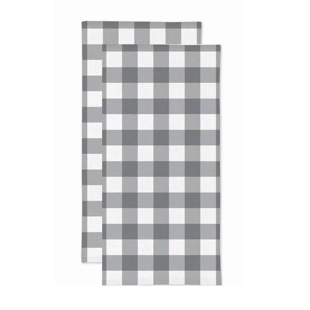 2pk Gingham Check Print Kitchen Towel Gray - MU Kitchen