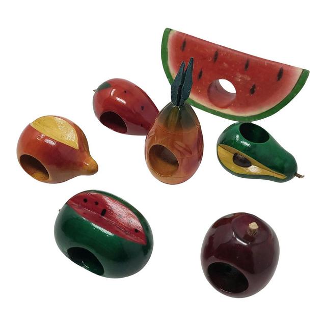 Vintage Fruit Napkin Rings Set of 7