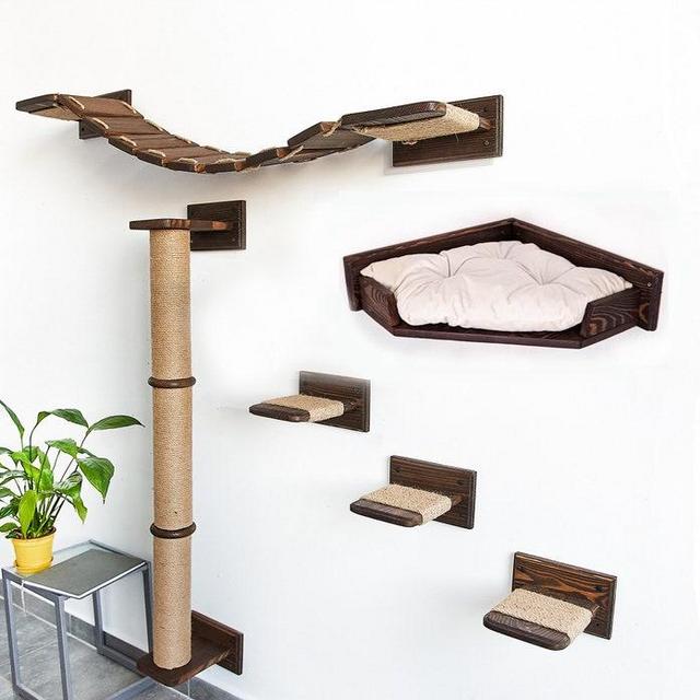 Cat wall furniture, Cat shelves, Cat perch, Cat furniture, Cat shelves for wall, Cat furniture natural wood, Cat steps for climb