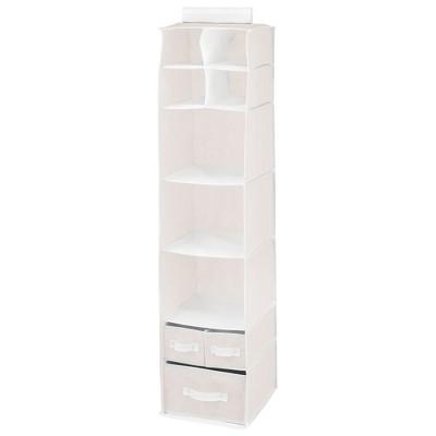mDesign Over Closet Rod Storage Organizer 7 Shelves/3 Drawers