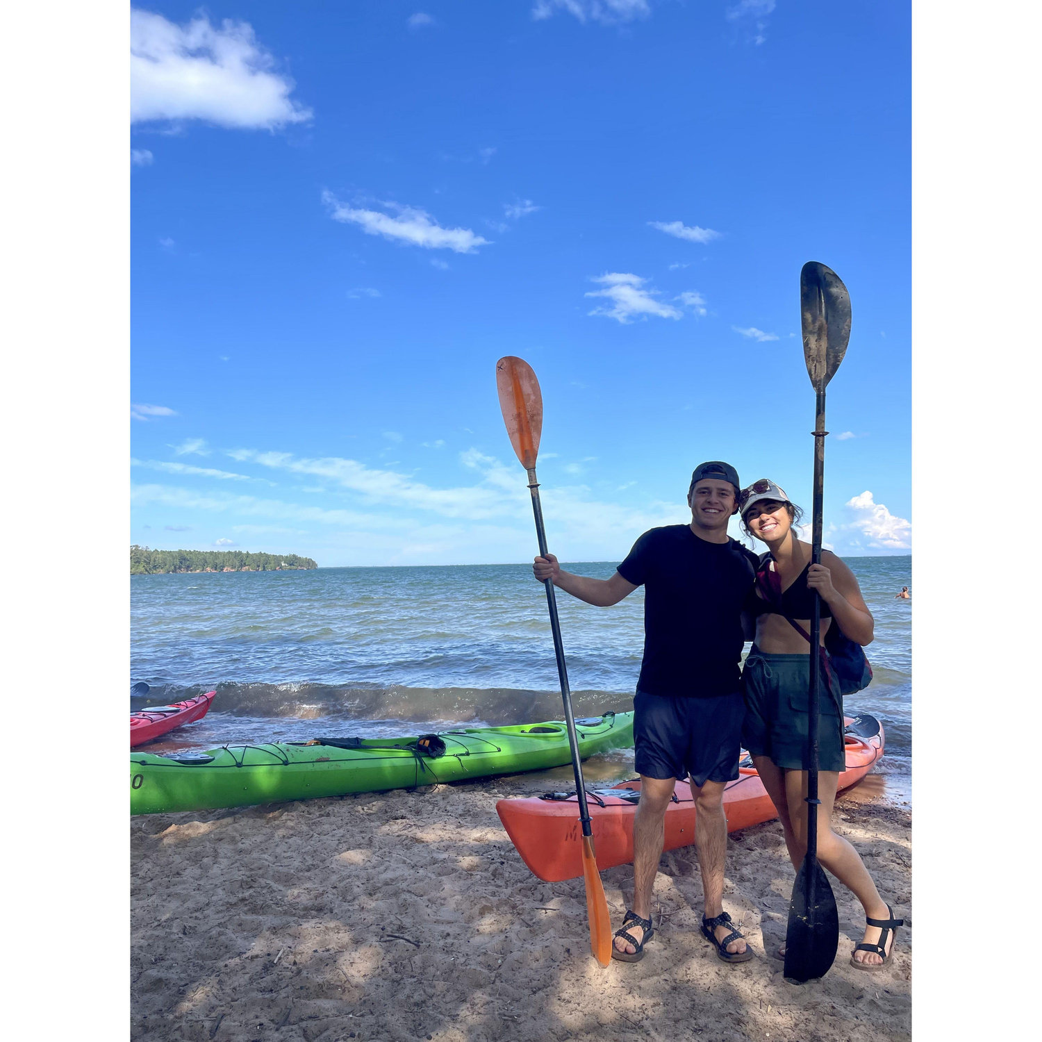 Kayaking the shore of the Apostle Islands in northern WI.