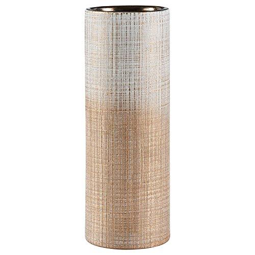 Rivet Rustic Stoneware Indoor Outdoor Flower Plant Home Decor Tall Cylinder Vase, 11"H, Bronze