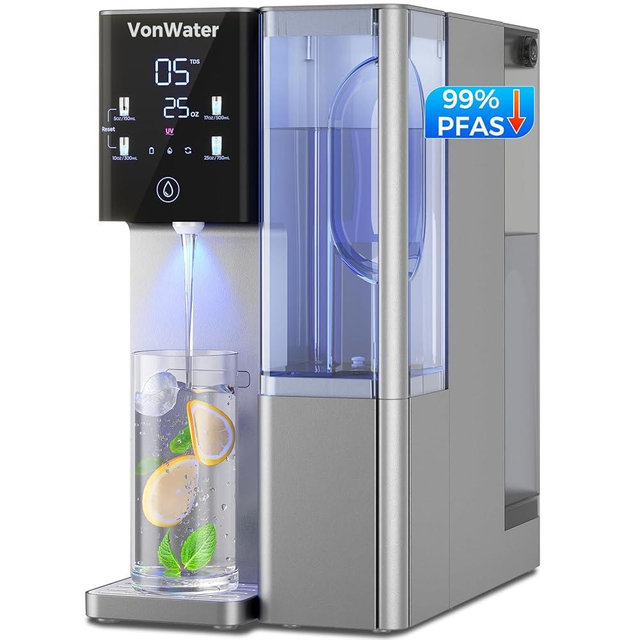 VonWater CT910G Countertop Reverse Osmosis Water Filter System, 7-Stage RO Water Filtration System, 528 Gallons Water Purifier, 3:1 Pure to Drain, NSF 372,42,58, Reduce TDS PFAS, No Installation