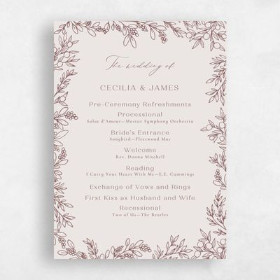 Acorn, Brown Wedding Program - Vinehall